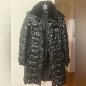 French Connection Sleek Black Hooded Puffer Jacket